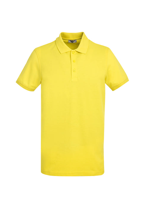 Lemon Yellow Polo Collar Slim Fit Narrow Cut Cotton T-shirt