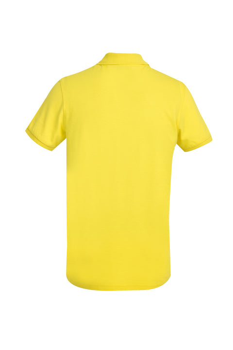 Lemon Yellow Polo Collar Slim Fit Narrow Cut Cotton T-shirt