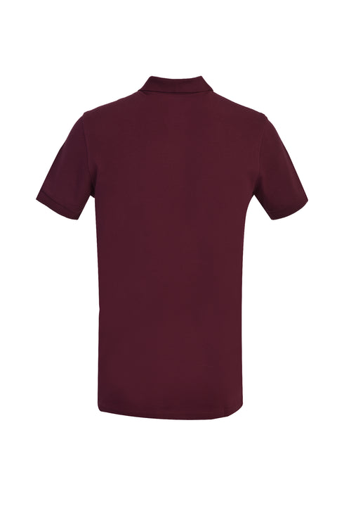 Cherry Red Polo Collar Slim Fit Narrow Cut Cotton T-shirt