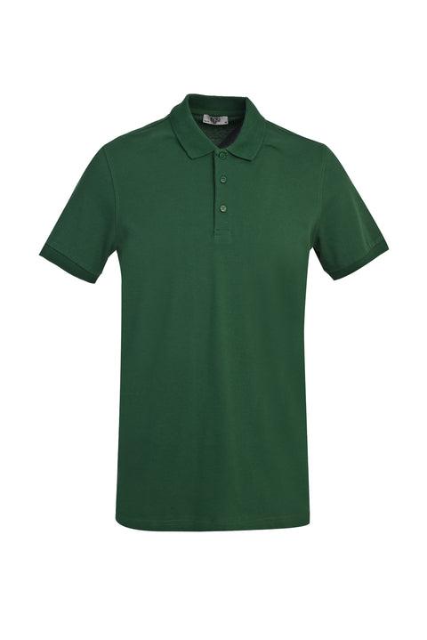 Navy Blue Polo Collar Slim Fit Narrow Cut Cotton T-Shirt