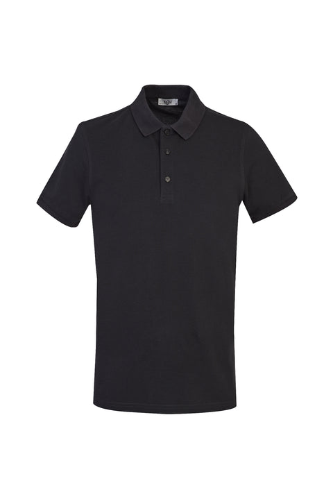 Dark Anthracite Polo Collar Slim Fit Cotton T-Shirt