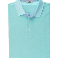 Dark Blue Polo Collar Slim Fit Patterned Cotton T-shirt