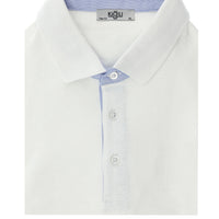 White Polo Collar Slim Fit Patterned Cotton T-shirt