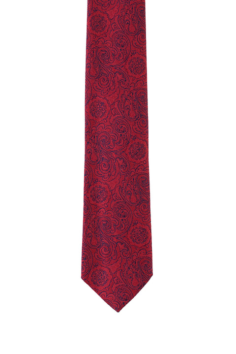 Coral Red Patterned Tie