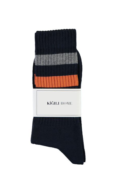 Medium Navy Cotton Sports Ankle Socks