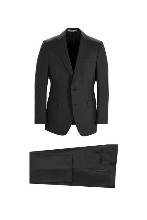 Black 6-Drop Regular Fit Standard Cut Wool Suit