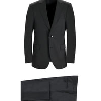 Black 6-Drop Regular Fit Standard Cut Wool Suit