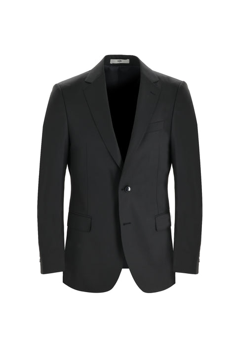 Black 6-Drop Regular Fit Standard Cut Wool Suit