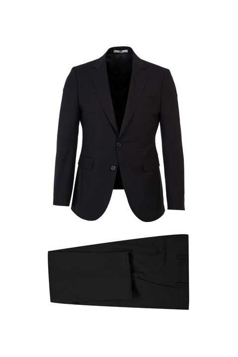 Black 6-Drop Regular Fit Standard Cut Antibacterial Suit