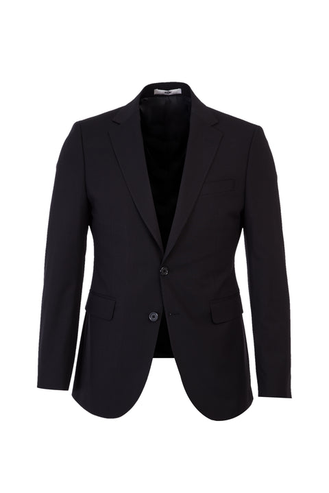 Black 6-Drop Regular Fit Standard Cut Antibacterial Suit