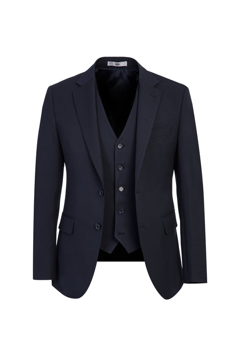Dark Navy 4-Drop Relaxed Fit Suit with Vest