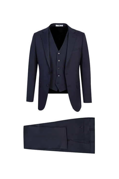 Dark Navy 6 Drop Regular Fit Standard Cut Suit with Vest