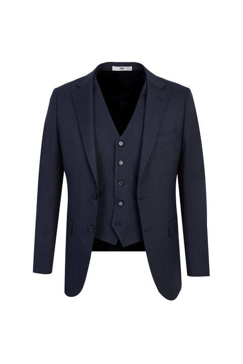 Dark Navy 6 Drop Regular Fit Standard Cut Suit with Vest