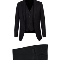 Black 6-Drop Regular Fit Suit with Vest
