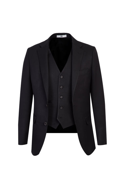 Black 7 Drop Slim Fit Suit with Vest