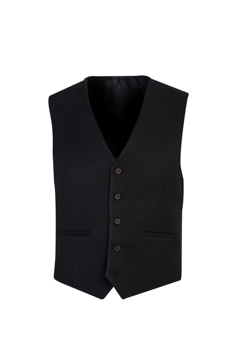 Black 4-Drop Relaxed Fit Suit with Vest