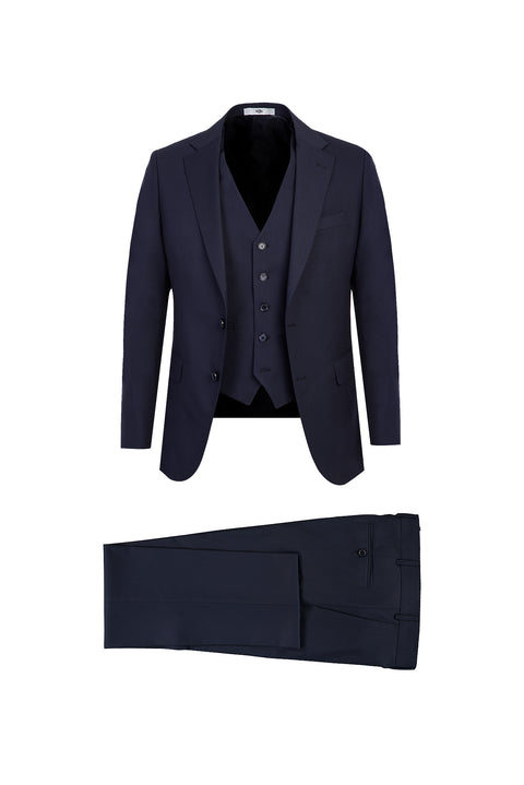 Dark Navy 6 Drop Regular Fit Standard Cut Suit with Vest