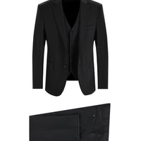 Black 7 Drop Slim Fit Suit with Vest