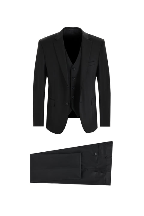Black 7 Drop Slim Fit Suit with Vest