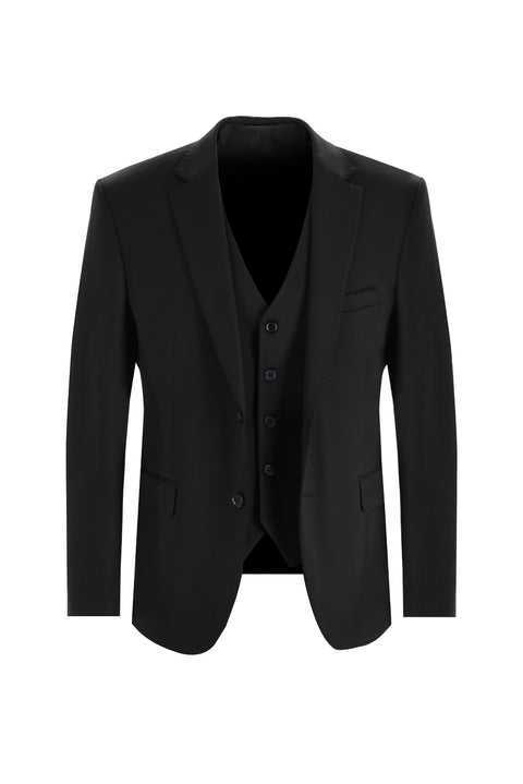 Black 7 Drop Slim Fit Suit with Vest