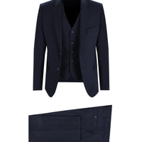 Dark Navy 7 Drop Slim Fit Suit with Vest