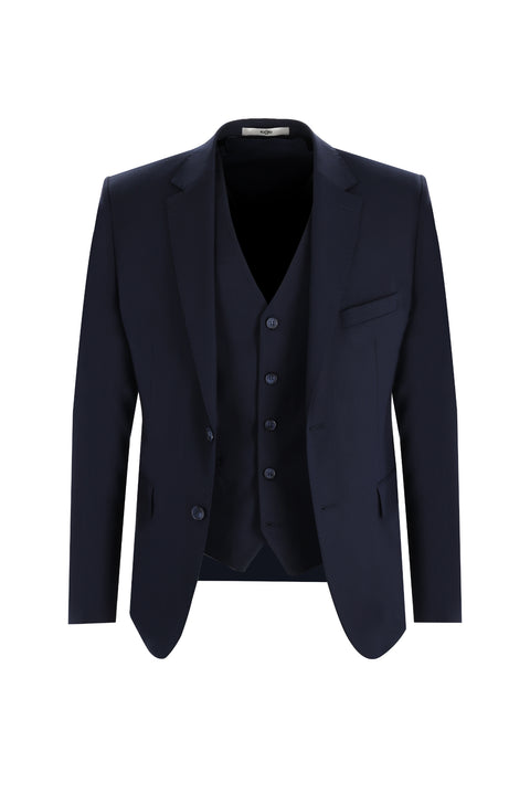 Dark Navy 7 Drop Slim Fit Suit with Vest