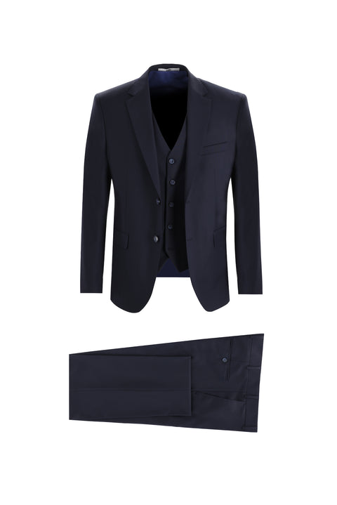 Dark Navy 7 Drop Slim Fit Suit with Vest