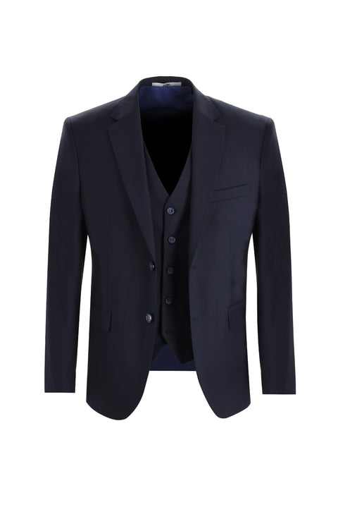 Dark Navy 7 Drop Slim Fit Suit with Vest