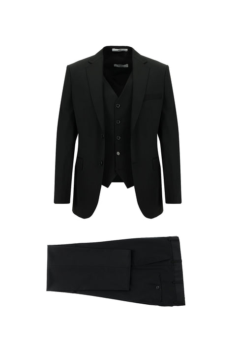 Black 7 Drop Slim Fit Suit with Vest