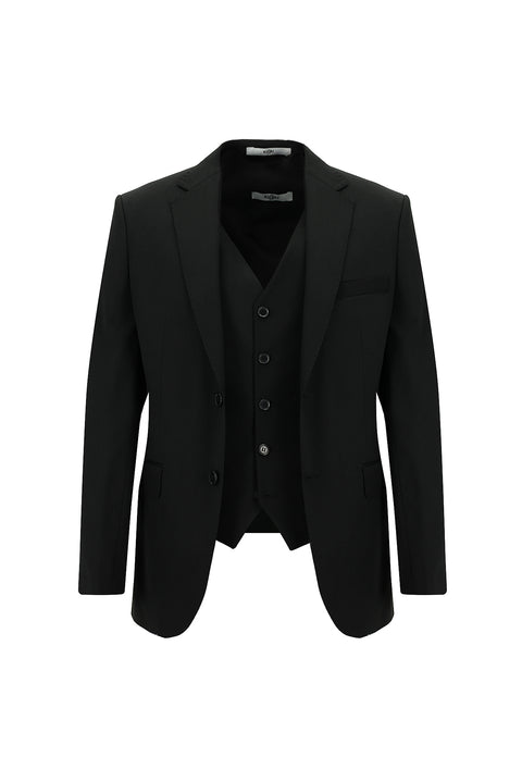 Black 7 Drop Slim Fit Suit with Vest