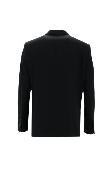 Black 4-Drop Relaxed Fit Suit with Vest