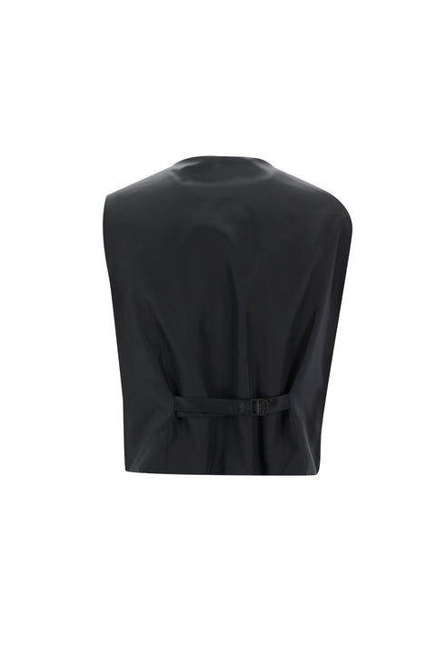 Black 4-Drop Relaxed Fit Suit with Vest