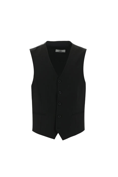 Black 6-Drop Regular Fit Suit with Vest