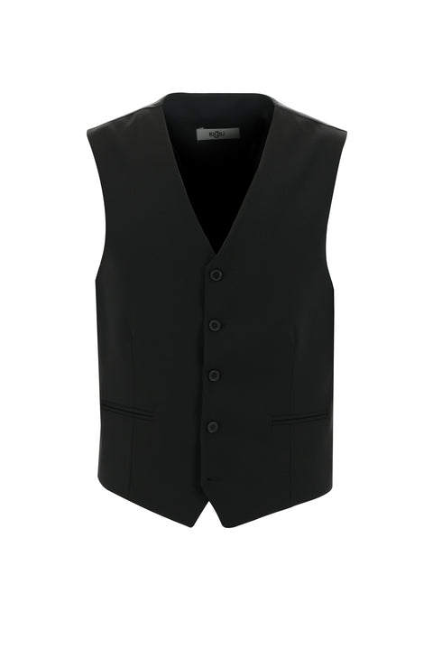 Black 6-Drop Regular Fit Suit with Vest