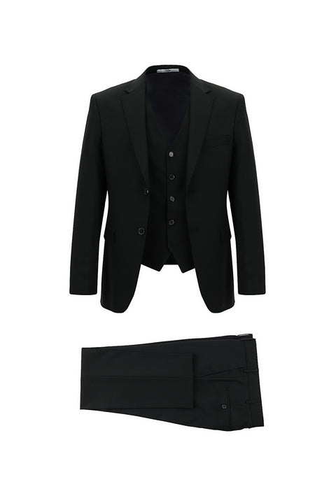 Black 7 Drop Slim Fit Suit with Vest