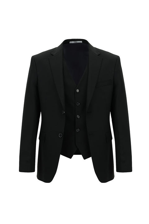 Black 7 Drop Slim Fit Suit with Vest