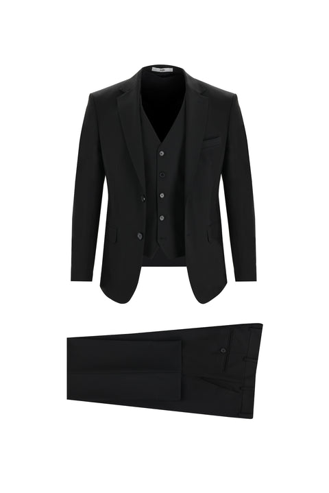 Black 7 Drop Slim Fit Suit with Vest