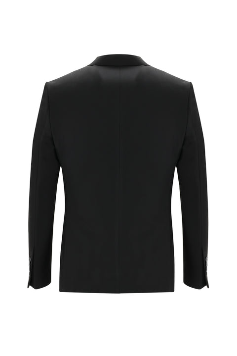 Black 4-Drop Relaxed Fit Suit with Vest