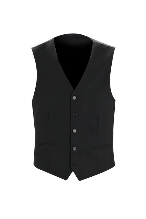 Black 6-Drop Regular Fit Suit with Vest