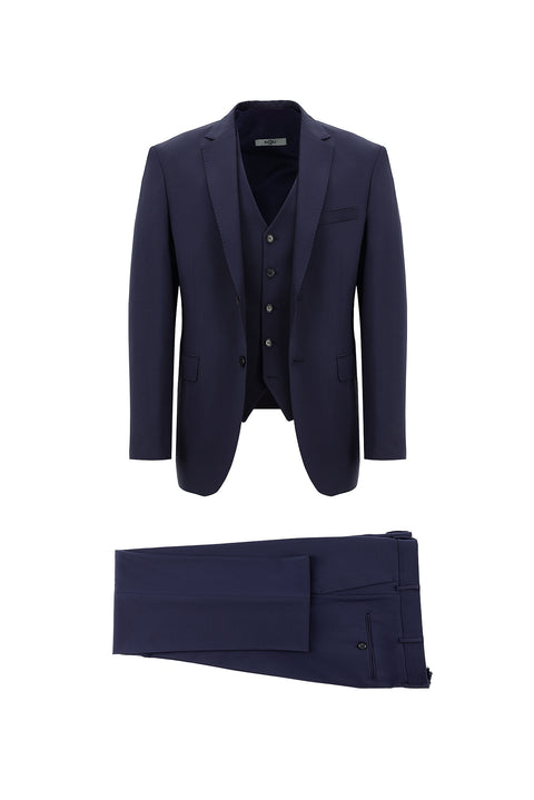 Dark Navy 6 Drop Regular Fit Standard Cut Suit with Vest