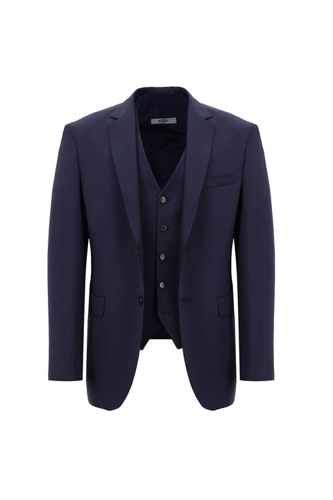 Dark Navy 6 Drop Regular Fit Standard Cut Suit with Vest