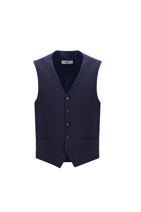 Dark Navy 7 Drop Slim Fit Suit with Vest