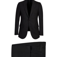 Black 4-Drop Relaxed Fit Wool Suit