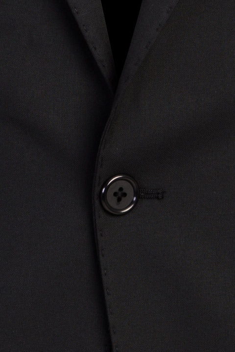 Black 4-Drop Relaxed Fit Wool Suit