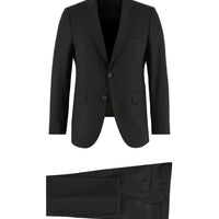 Black 4-Drop Relaxed Fit Wool Suit