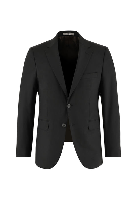 Black 4-Drop Relaxed Fit Wool Suit