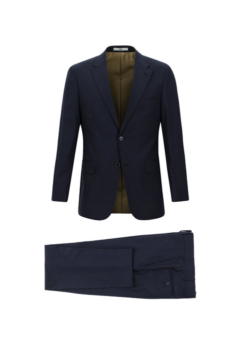 Koyu Lacivert 4 Drop Relaxed Fit Rahat Kesim Yünlü Takım Elbise