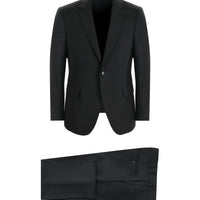 Black 6-Drop Regular Fit Standard Cut Wool Suit