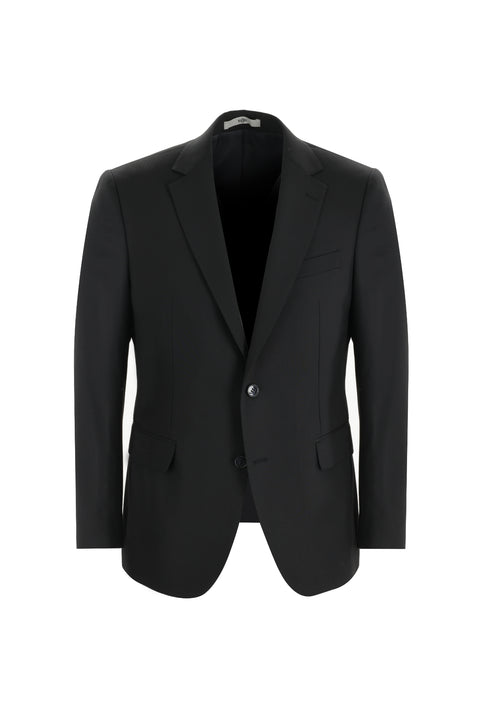 Black 6-Drop Regular Fit Standard Cut Wool Suit