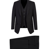 Black 6-Drop Regular Fit Suit with Vest